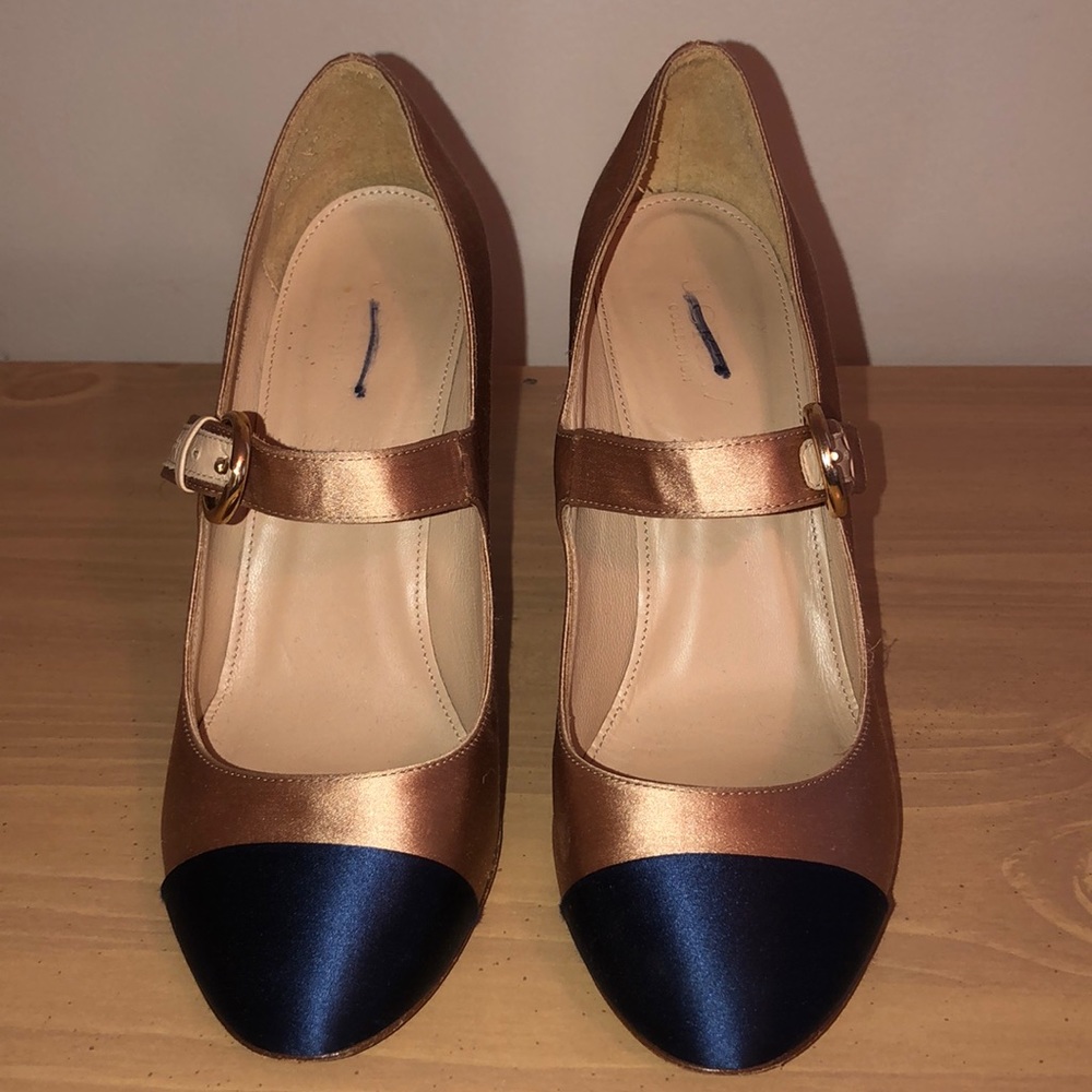 J. Crew Silk and Italian Leather Heels